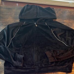 Victoria Secret Black Hooded Womens Velour Jacket